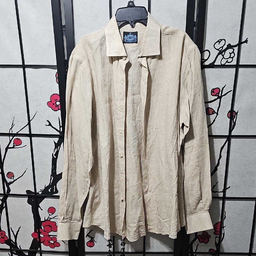 Astor & Black Classic Beige Long Sleeve Button Shirt Size Large